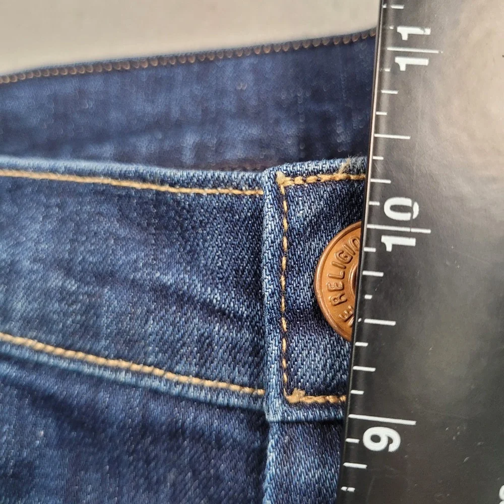 True Religion Mens Geno Slim Straight Jeans Dark Wash Denim Size 33 Made in USA